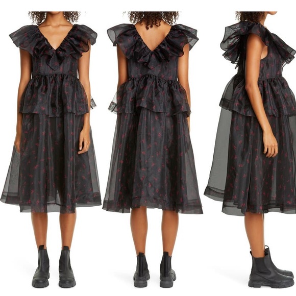 Ganni Dresses & Skirts - New Gianni floral organza midi dress 42 10